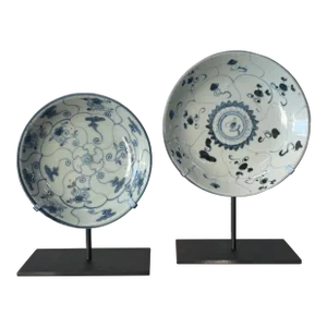 Early 18th Century Qing Dynasty Chinese Kangxi Blue and White Porcelain Plates- A Pair