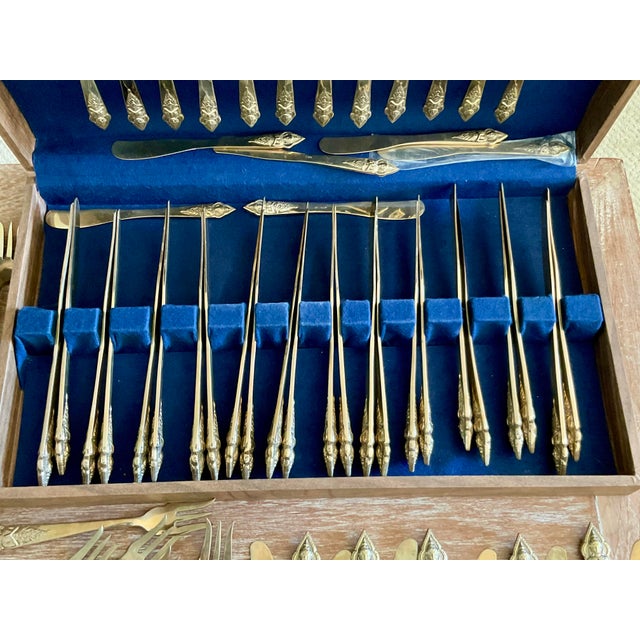 Bronze Gold Color Flatware (33+ Place Settings) in the 1960s Buddha Design From Siam Bronze Factory For Sale - Image 8 of 16