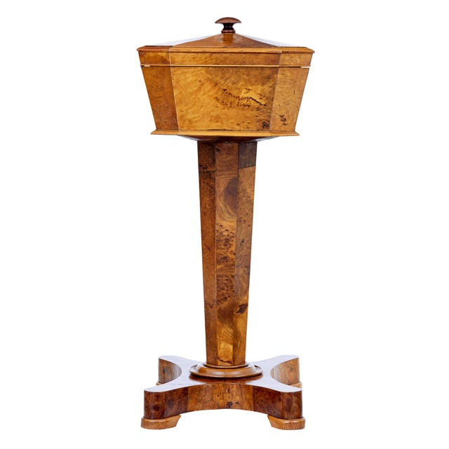 Scandinavian Burr Elm Teapoy, 1840 For Sale - Image 4 of 9