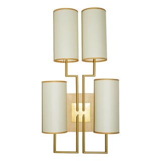 Wall Sconce Tiges4 in Patinated Gold Metal and Fabric by Aymeric Lefort For Sale