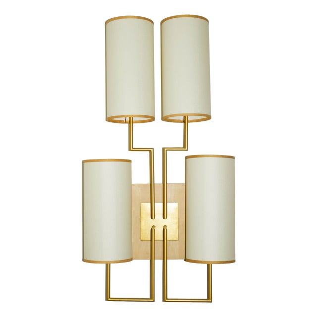 Wall Sconce Tiges4 in Patinated Gold Metal and Fabric by Aymeric Lefort For Sale