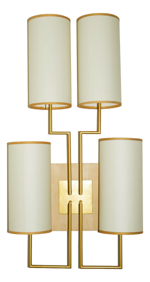 Wall Sconce Tiges4 in Patinated Gold Metal and Fabric by Aymeric Lefort