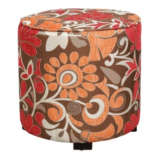 Post Modern Cylindrical Moroccan Pouf Upholstered Stool in Bold Colorful Fabric For Sale
