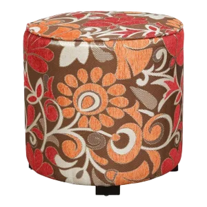 Post Modern Cylindrical Moroccan Pouf Upholstered Stool in Bold Colorful Fabric