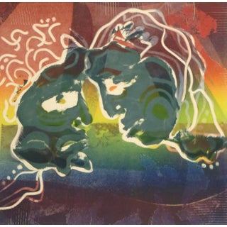 Kismine Varner, American Abstract Modern Monotype - Rainbows and Faces For Sale