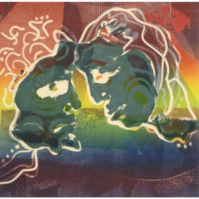 Kismine Varner, American Abstract Modern Monotype - Rainbows and Faces For Sale