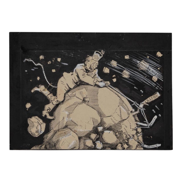 Gabriele Galantara, Globe, Mixed Media on Cardboard, 1918 For Sale