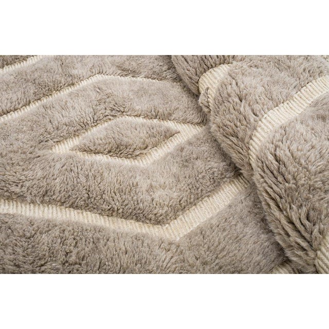 Textile Hand-Knotted Wool Rug in Light Taupe and Ivory by Azele Studio For Sale - Image 7 of 9