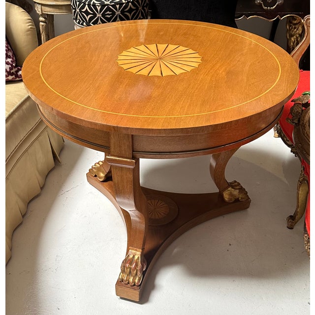 19th C Style French Empire Inlaid Center or Side Table For Sale - Image 10 of 11