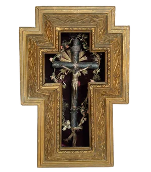 17th Century Italian Silver and Giltwood Crucifix, 1900s