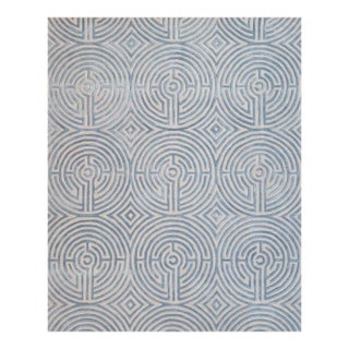 Lucca Hand-Tufted Maze Rug, Sky Blue, 8x10 For Sale
