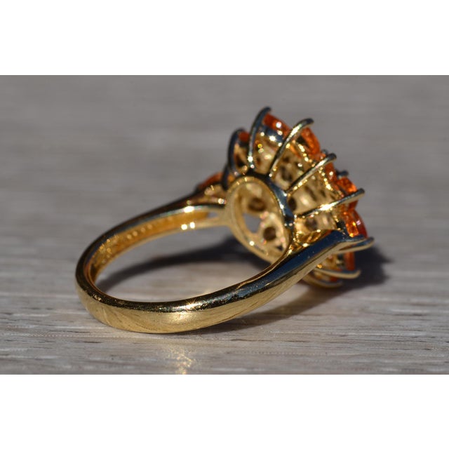 Natural Zircon and Spessartite Garnet Cocktail Ring For Sale In Philadelphia - Image 6 of 10