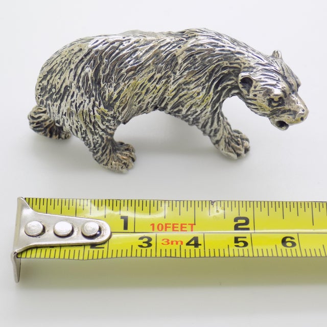 Vintage Italian Handmade Genuine Silver Large and Detailed Bear Figurine Sculpture Miniature For Sale - Image 11 of 11
