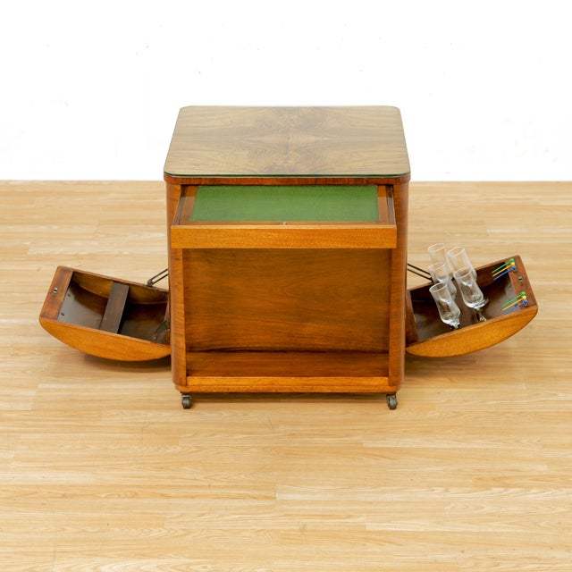 1950s Art Deco Revival Walnut Dry Bar Cart Side Table by Incorporall For Sale - Image 13 of 17