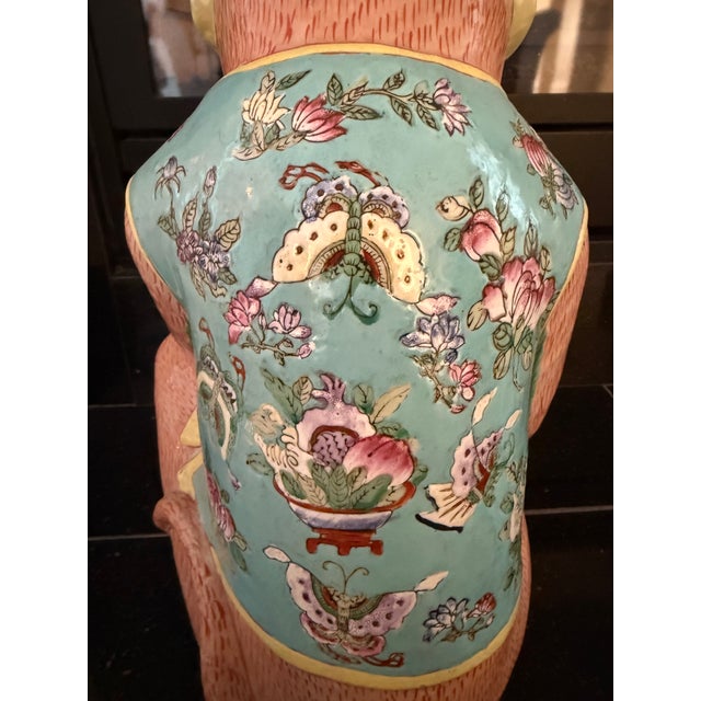 Large Antique Chinese Famille Rose Porcelain Monkey Figurine With Peach, 16″ For Sale - Image 4 of 6