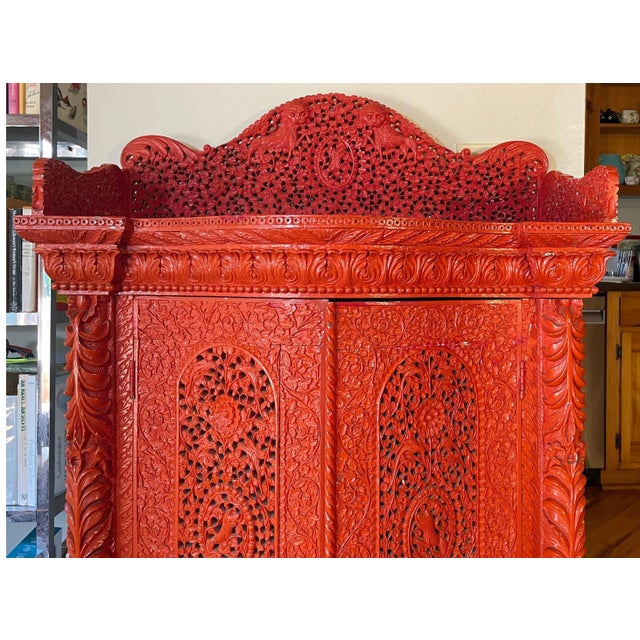 Mid 19th Century 1850 Anglo Indian Sideboard or Dry Bar Cabinet Painted Cinnabar Red For Sale - Image 5 of 12