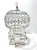 French Country Vintage French Whitewashed Metal Birdcage With Green Glass Jewel Accents For Sale - Image 3 of 12