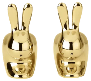 Rabbit Salt and Pepper Shakers with Brass Finish by Stefano Giovannoni, Set of 2