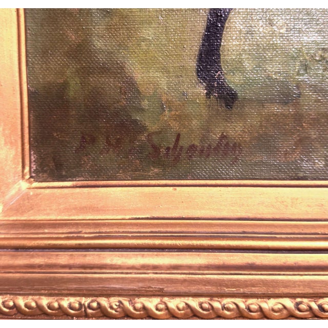 Late 19th Century 19th Century Belgian Animal Oil Painting in Gilt Frame Signed Paul H. Schouten For Sale - Image 5 of 9