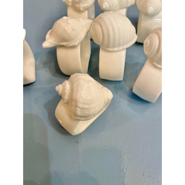 1970s 1970’s White Porcelain Shell Motif Napkin Rings - a Set of 8 For Sale - Image 5 of 8