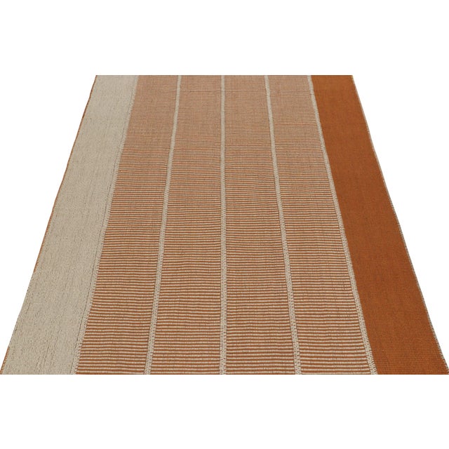 2010s Rug & Kilim’s Contemporary Kilim in Orange & Cream Stripes For Sale - Image 5 of 7