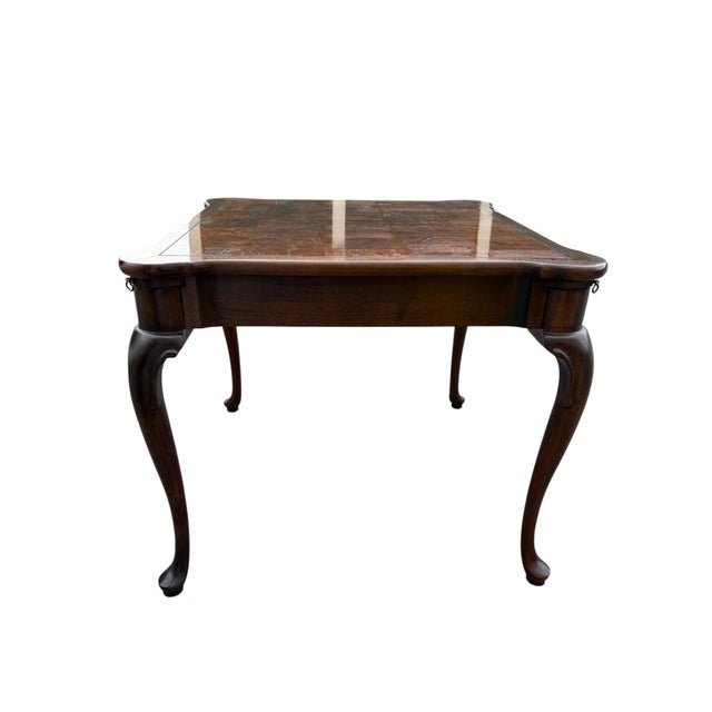 Hekman Furniture Hekman Burl Wood Gridded Game Table With Cup Holders For Sale - Image 4 of 11