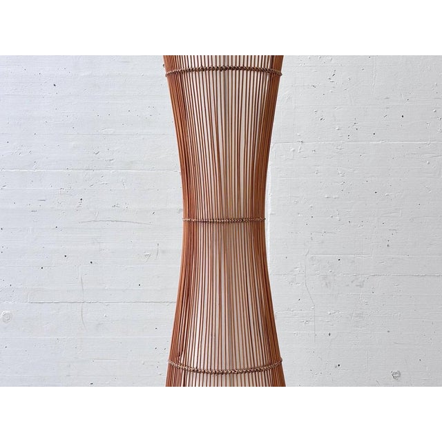 French Floor Lamp in Light-Stained Rattan and Bamboo, 1960s For Sale - Image 11 of 16