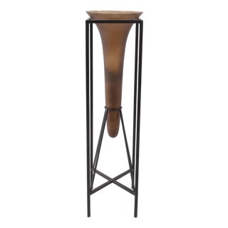 Bronze Euler Drop Vase with Black Iron Stand- Extra Large For Sale