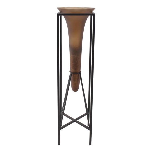 Bronze Euler Drop Vase with Black Iron Stand- Extra Large For Sale