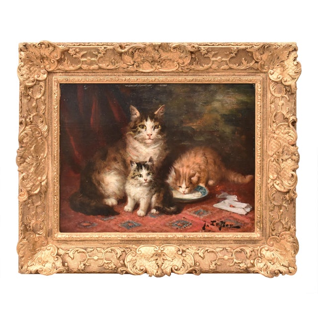 Jules Gustave Le Roy, Cats Portrait Painting, 1800, Oil Painting on Wood For Sale - Image 11 of 11