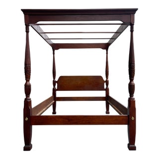 Vintage Thomasville Traditional Mahogany Queen Canopy Rice Bed For Sale