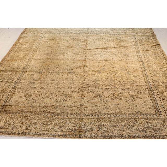 Late 19th Century Authentic 19th Century Persian Kirman Beige Handmade Wool Carpet For Sale - Image 5 of 5