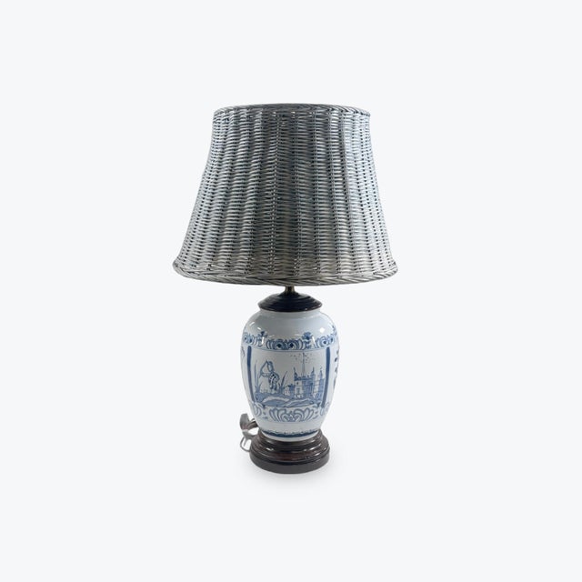 Blue and White Ceramic tabacco jar lamp.