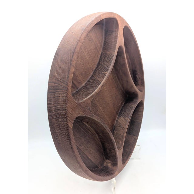 1980s Jens Quistgaard Dansk Teak Wood Partitioned Snack Bowl For Sale In Miami - Image 6 of 10