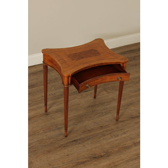 Maitland - Smith Maitland Smith Sheraton Style Single Drawer Inlaid Side Table For Sale - Image 4 of 18