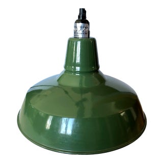 1930s Industrial Enamel Metal Pendant Light For Sale