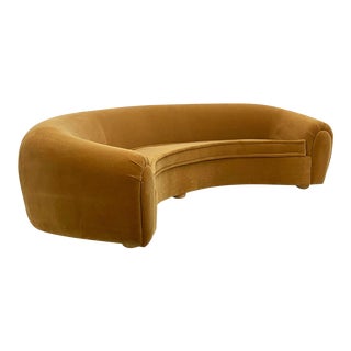 Monumental Vintage Curved Sofa in Mohair Fabric in the Manner of Jean Royere Ours Polaire