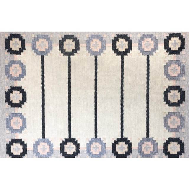 Mid-Century Modern Mid-Century Modern Swedish Kilim Rug in Wool, 1960s For Sale - Image 3 of 7