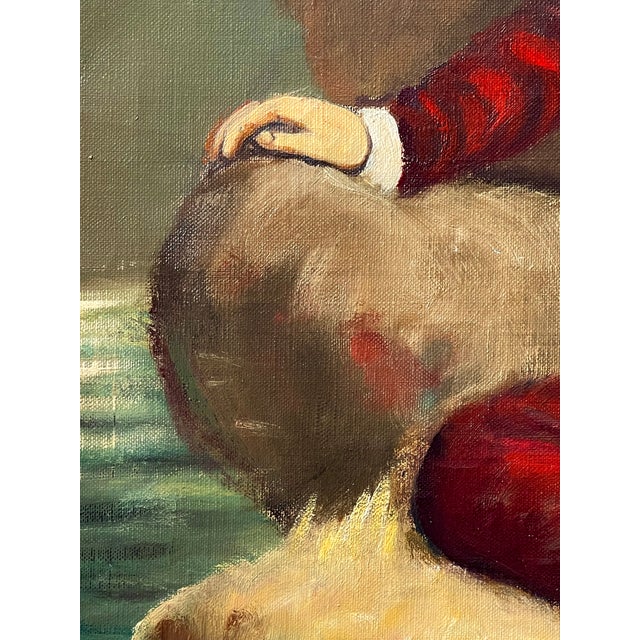 Textile Vintage Oil Painting Portrait "The Red Boy" Framed For Sale - Image 7 of 13