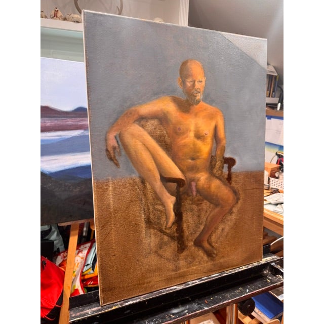 Gray Steven Seated by Kathleen Varadi, 2025 Oil on Canvas For Sale - Image 8 of 10