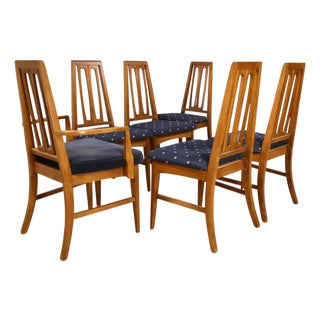 Young Manufacturing Vintage Mid Century Modern Set of 6 Tapered Ladder Back Dining Chairs For Sale