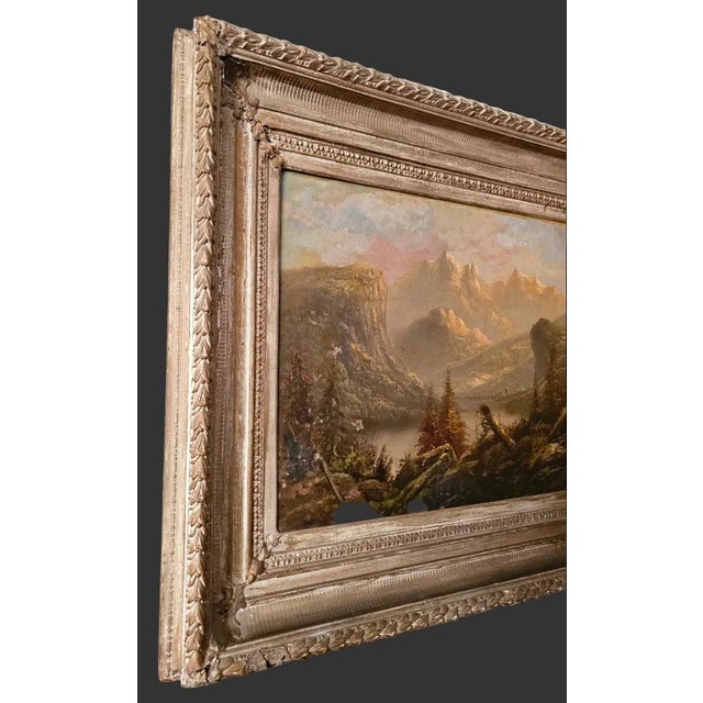 Large Antique Mountain Landscape Painting, Oil on Canvas, C. 1900, Antique Frame For Sale - Image 16 of 16
