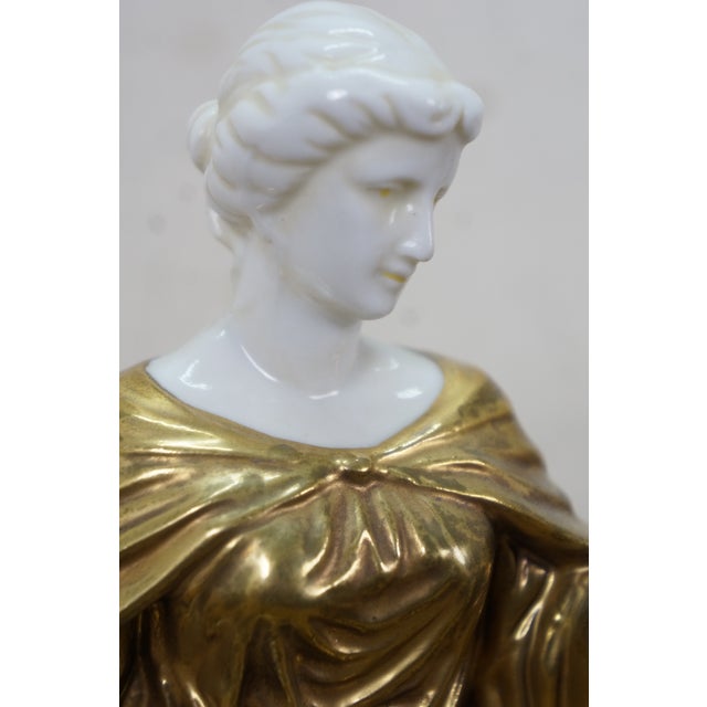 Gold Neoclassical Greek Goddess 24k Gold Gilt Porcelain Statues Figurines 11" For Sale - Image 8 of 16