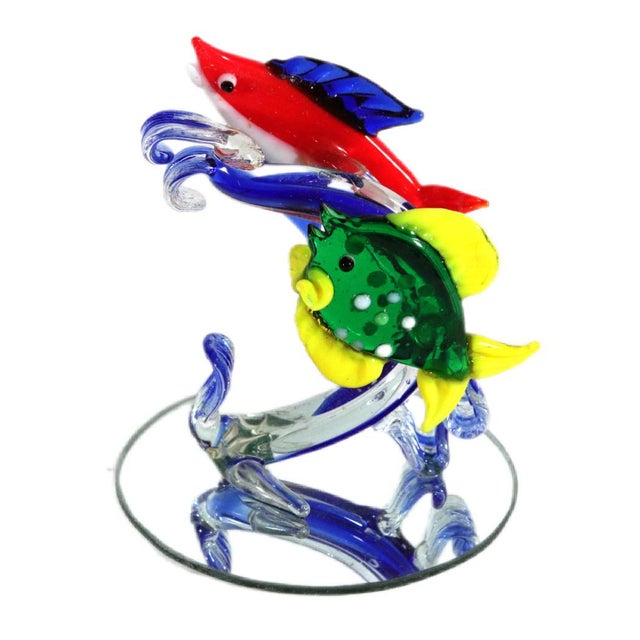 Mid-Century Modern Vintage Italian Murano Glass Fish Figures-a Set of Six For Sale - Image 3 of 18