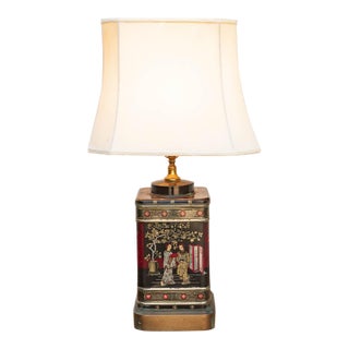 Antique Canton Tea Merchant Tin Lamp For Sale
