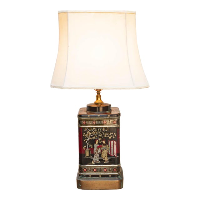 Antique Canton Tea Merchant Tin Lamp For Sale