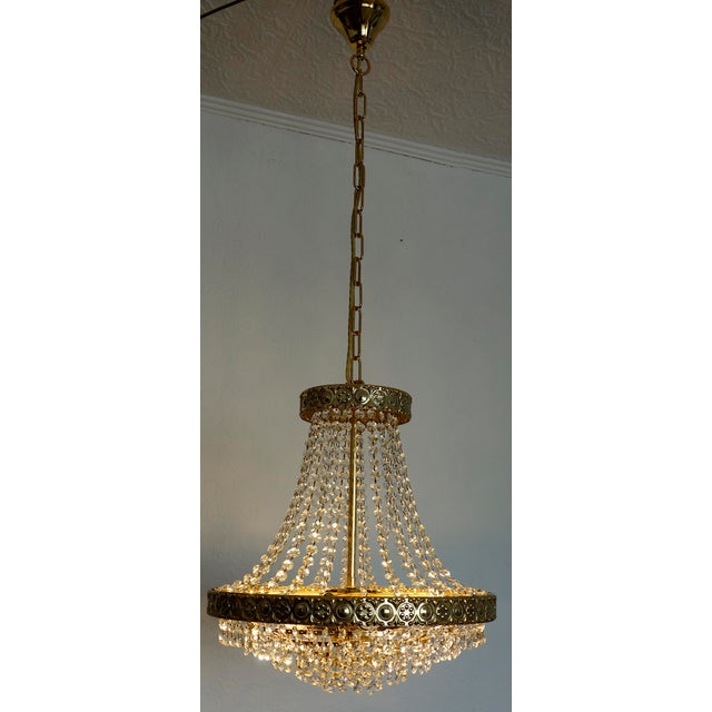 Crystal and 24k Gold Plated Chandelier from Sölken Leuchten, 1970s For Sale - Image 10 of 14