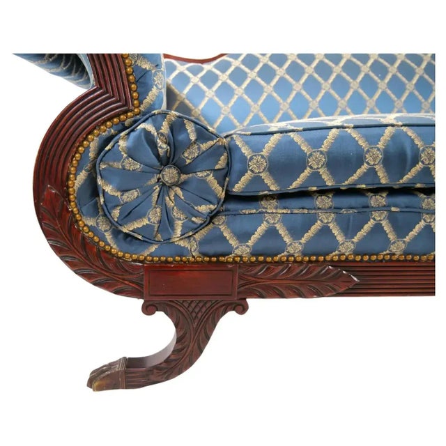 19th Century Empire Style Mahogany Framed Upholstered Sofa For Sale - Image 10 of 13