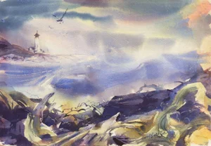 'After the Storm' by Donald Sumner, 1964; Impressionist Watercolor