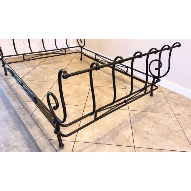 Brown Vintage Signed Brown Jordan "Autumn Guild" Wrought Iron Queen Sleigh Bed For Sale - Image 8 of 16